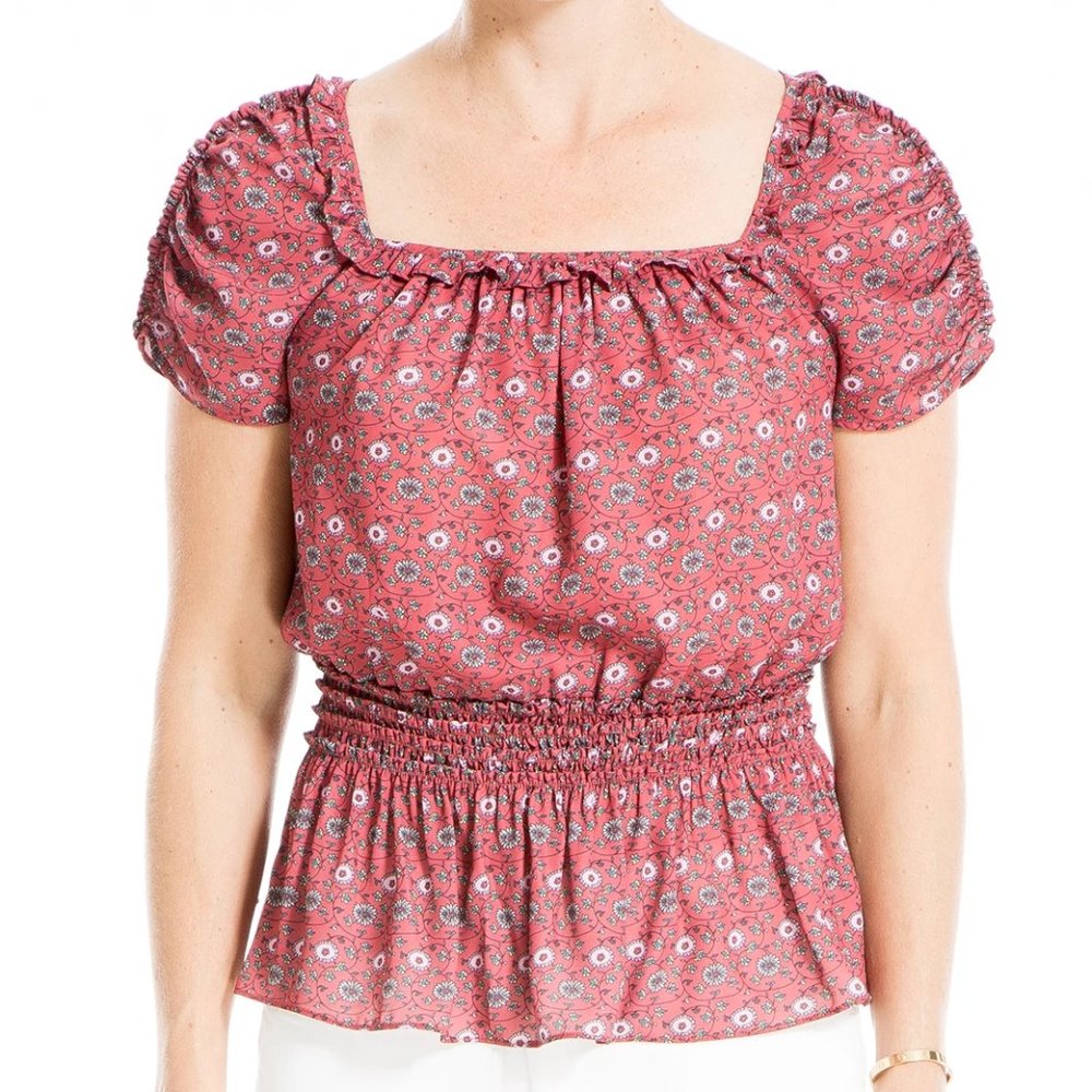 Max Studio Women's Pink Smocked Waist Blouse